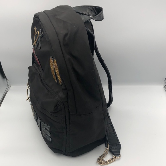 Victoria's Secret Black Backpack with Gold Embellishments Hearts & Wings - Picture 8 of 11